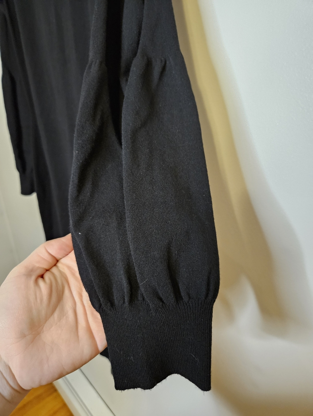 Twinset Milano Classic Black Long Sleeve Knit Midi Dress Split Sleeve NEW - Picture 3 of 10
